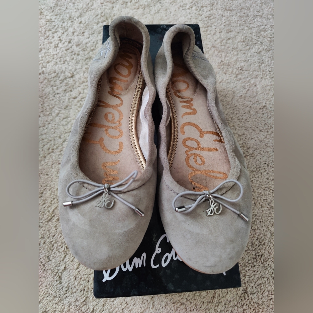 Sam Edelman Felicia Gray Suede Leather Ballet Flats